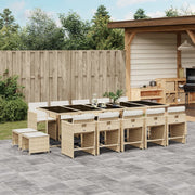 Tuinset 15-delig poly rattan beige