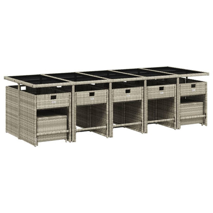 -Delige Tuinset Met Kussens Poly Rattan Lichtgrijs Glas 15