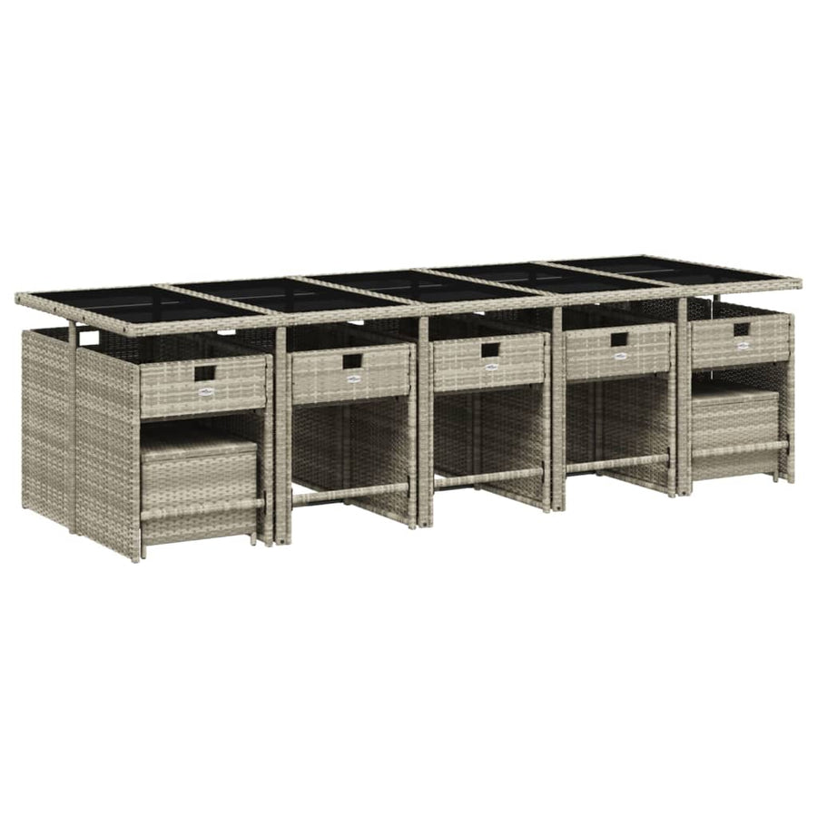 -Delige Tuinset Met Kussens Poly Rattan Lichtgrijs Glas 15