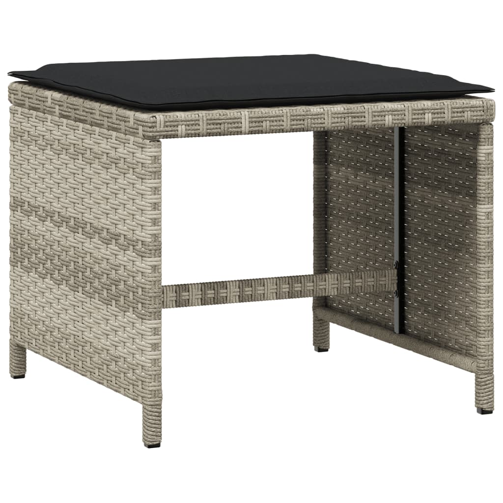 -Delige Tuinset Met Kussens Poly Rattan Lichtgrijs Glas 15