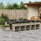15-piece Garden Lounge Set with Cushions Poly Rattan Light Grey
