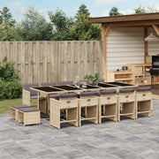 Tuinset 15-delig poly rattan gemengd beige