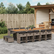 Tuinset poly rattan grijs 15-delig met kussens
