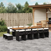 Tuinset 15-delig poly rattan zwart met kussens