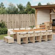 Tuinset 15-delig poly rattan beige met kussens