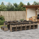 17-piece Garden Set with Cushions Poly Rattan Grey