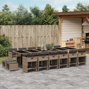 Tuinset 17-delig poly rattan grijs