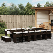 Tuinset 17-delig poly rattan bruin met kussens
