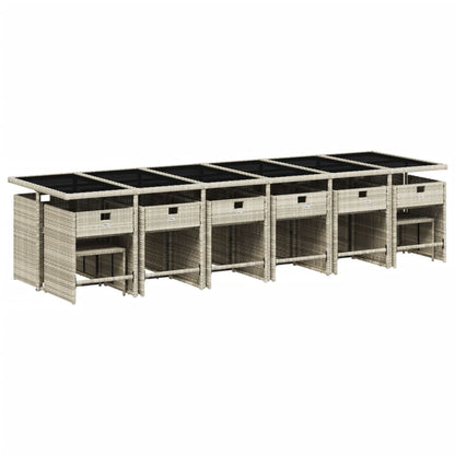 -Delige Tuinset Met Kussens Poly Rattan Lichtgrijs Glas 17