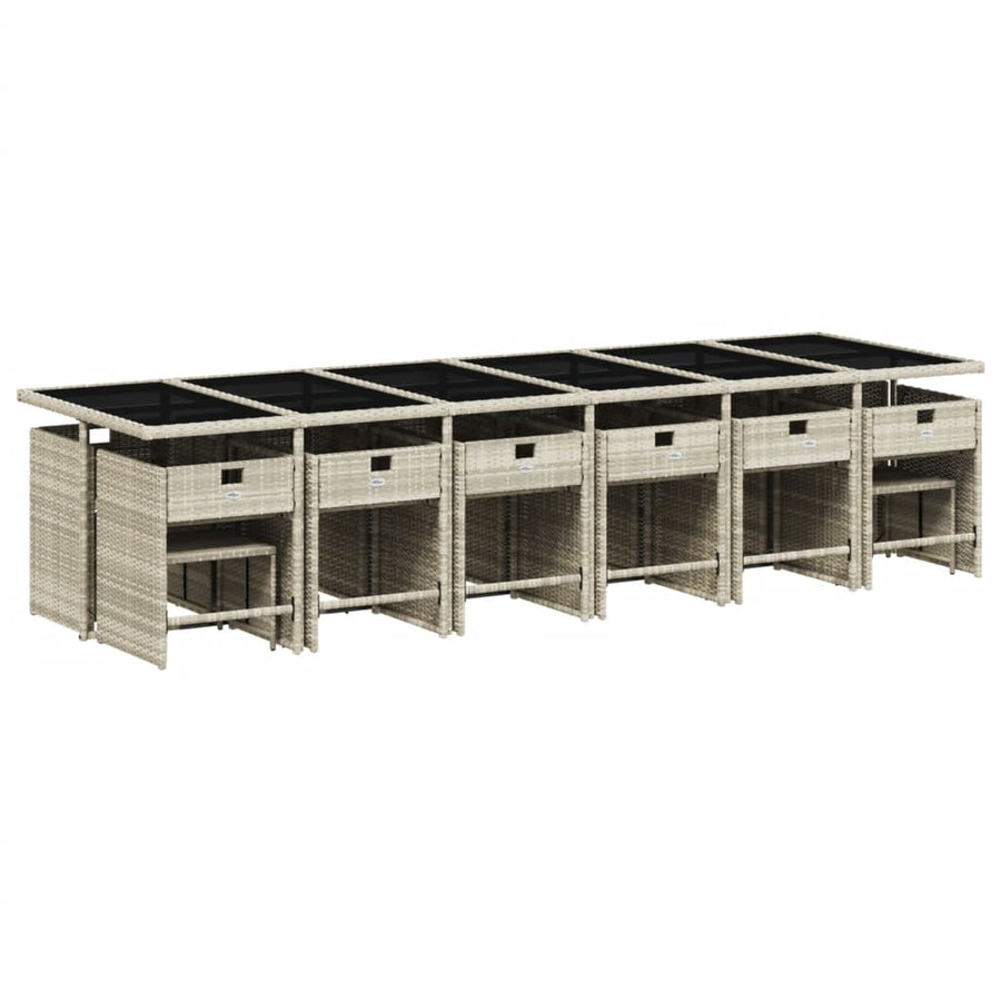 -Delige Tuinset Met Kussens Poly Rattan Lichtgrijs Glas 17