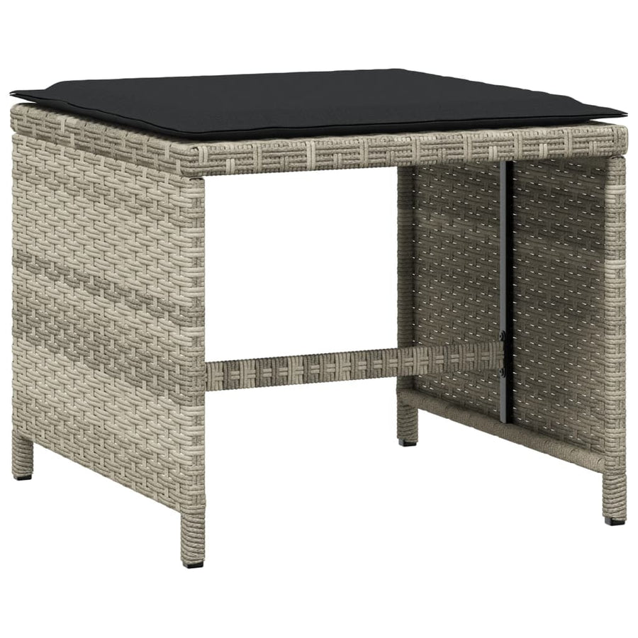 -Delige Tuinset Met Kussens Poly Rattan Lichtgrijs Glas 17