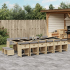17-piece Garden Dining Set with Cushions Poly Rattan Mixed Beige