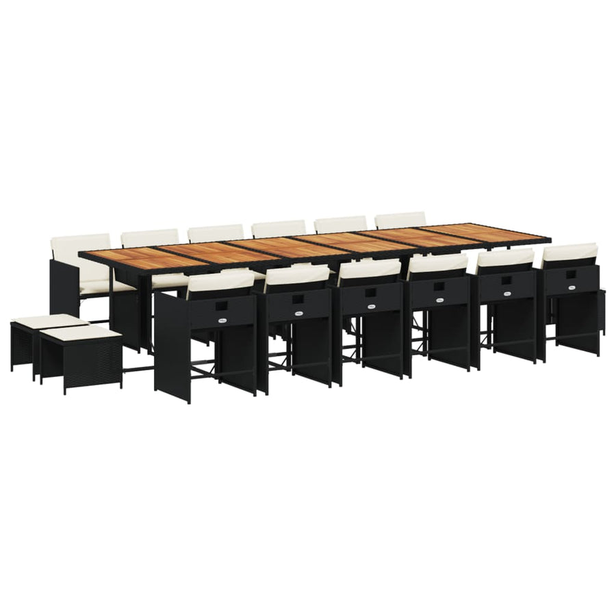 17-Delige Tuinset Met Kussens Poly Rattan Zwart