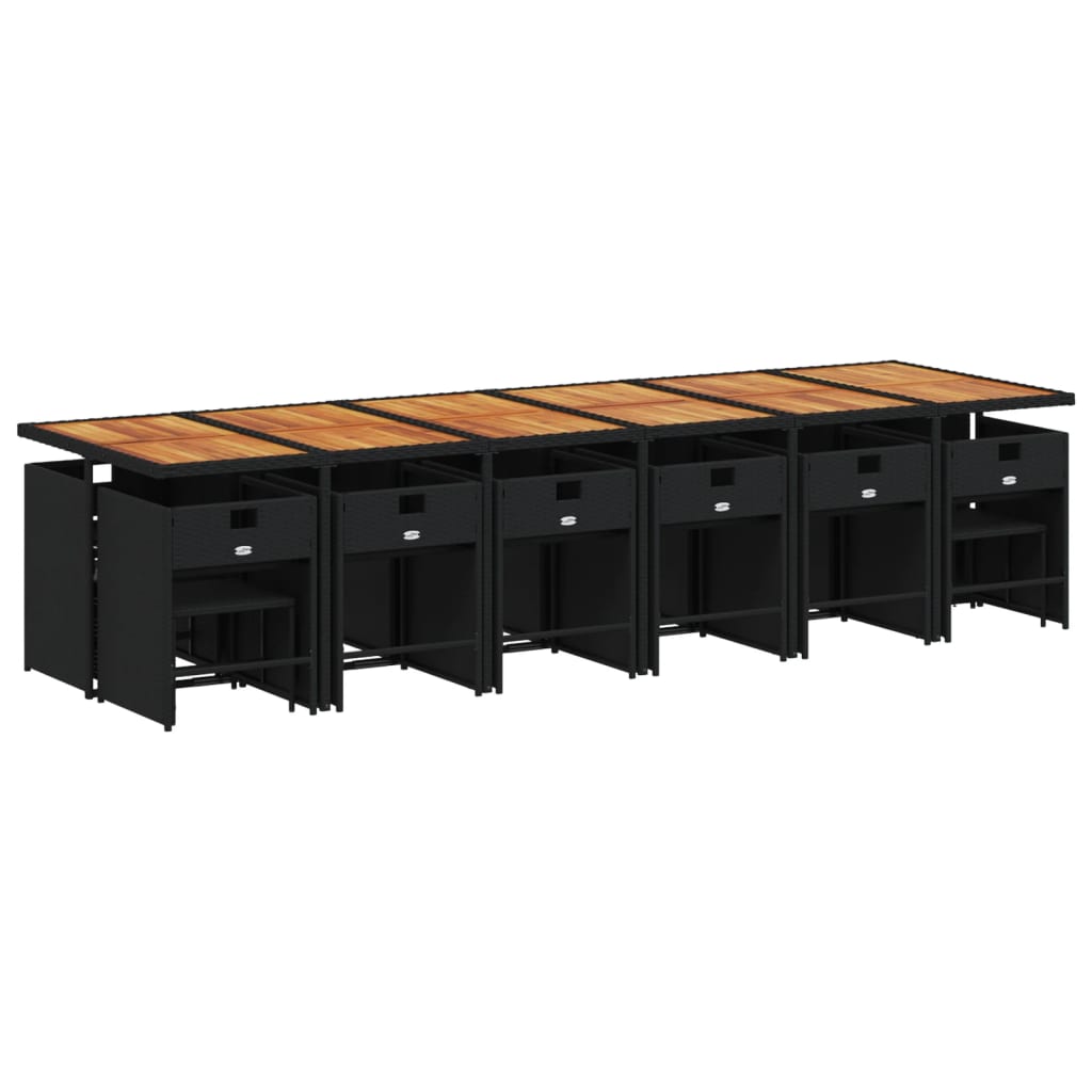 17-Delige Tuinset Met Kussens Poly Rattan Zwart