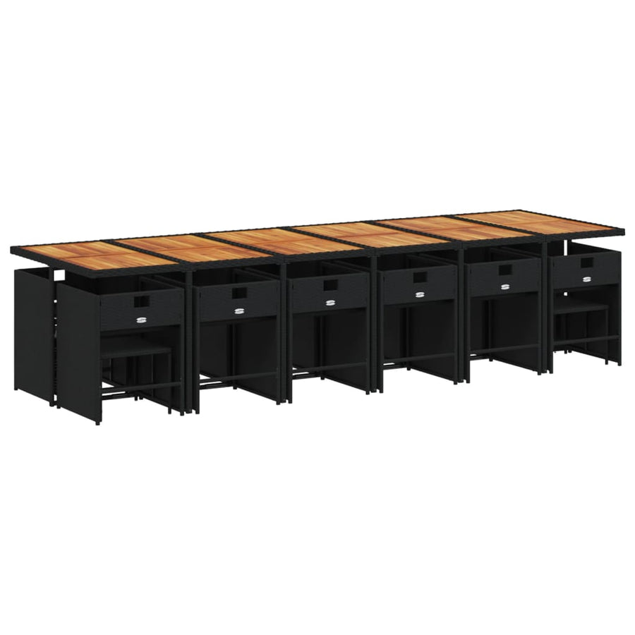17-Delige Tuinset Met Kussens Poly Rattan Zwart