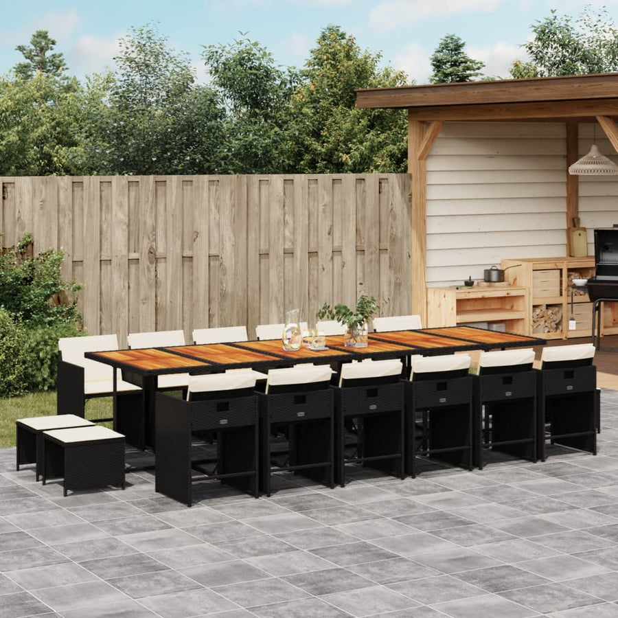 17-Delige Tuinset Met Kussens Poly Rattan Zwart
