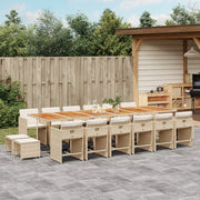 Tuinset 17-delig poly rattan beige met kussens