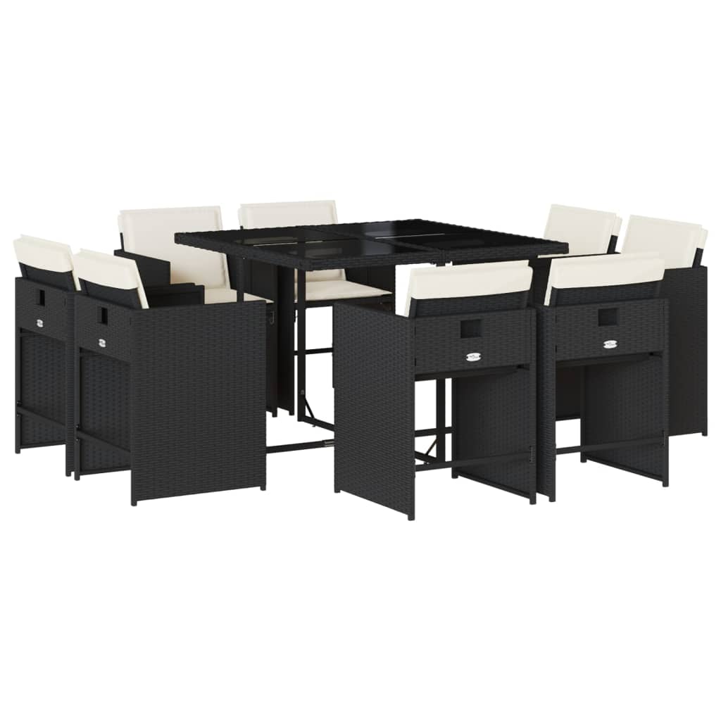 9-delige Tuinset poly rattan zwart