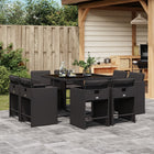 9-piece Garden furniture set poly rattan black