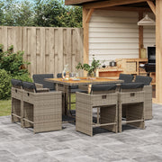 Tuinset 9-delig poly rattan grijs met kussens