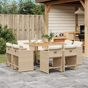 Tuinset 9-delig poly rattan beige met kussens
