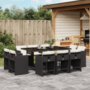 Tuinset 11-delig poly rattan zwart met kussens