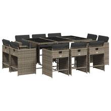 11-delige Tuinset met kussens poly rattan grijs