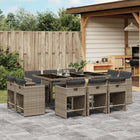 11-piece Outdoor Dining Set with Cushions, Poly Rattan Grey