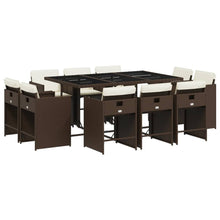 11-delige Tuinset met kussens poly rattan bruin