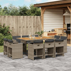 11-Piece Garden Furniture Set with Cushions Poly Rattan Grey