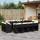 13-Piece Garden Furniture Set with Cushions Poly Rattan Black