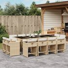 13-piece Garden Furniture Set with Cushions poly rattan beige