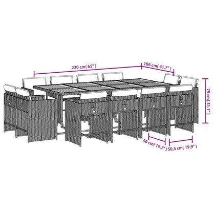 -Delige Tuinset Met Kussens Poly Rattan Lichtgrijs Glas 13
