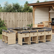 Tuinset 13-delig poly rattan gemengd beige