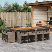 Tuinset 13-delig poly rattan grijs met kussens