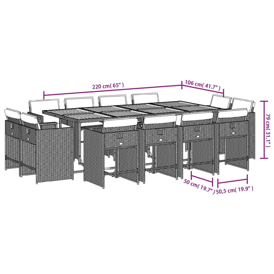 13-Delige Tuinset Met Kussens Poly Rattan 12