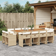Tuinset 13-delig poly rattan beige met kussens