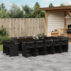 15-piece Garden Furniture Set with Cushions, Poly Rattan Black