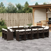 Tuinset 15-delig poly rattan bruin met kussens