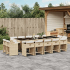 15-piece Garden Furniture Set with Cushions, Poly Rattan Beige