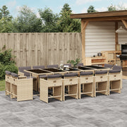Tuinset 15-delig poly rattan gemengd beige
