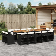 Tuinset 15-delig poly rattan zwart met kussens