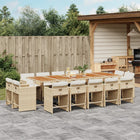 15-piece Garden Furniture Set with Cushions, Poly Rattan Beige