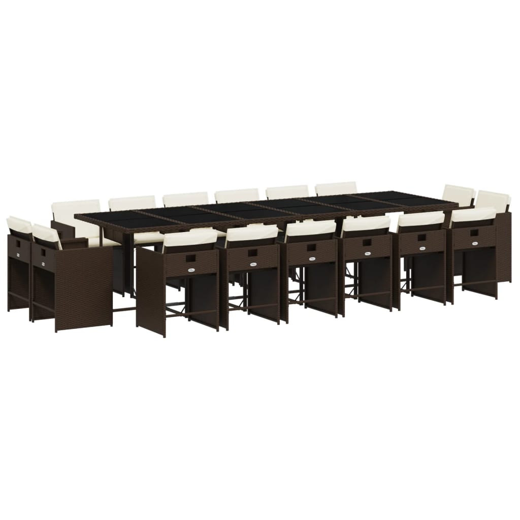 17-delige Tuinset met kussens poly rattan bruin