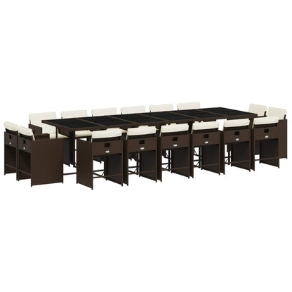 17-delige Tuinset met kussens poly rattan bruin