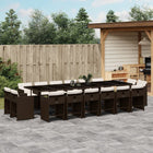 17-Piece Garden Furniture Set with Cushions Poly Rattan Brown