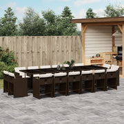 Tuinset poly rattan 17-delig bruin met kussens