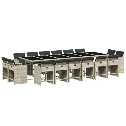 -Delige Tuinset Met Kussens Poly Rattan Lichtgrijs Glas 17