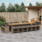 17-piece Garden Set with Cushions Poly Rattan Grey