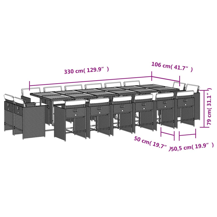 17-Delige Tuinset Met Kussens Poly Rattan 16